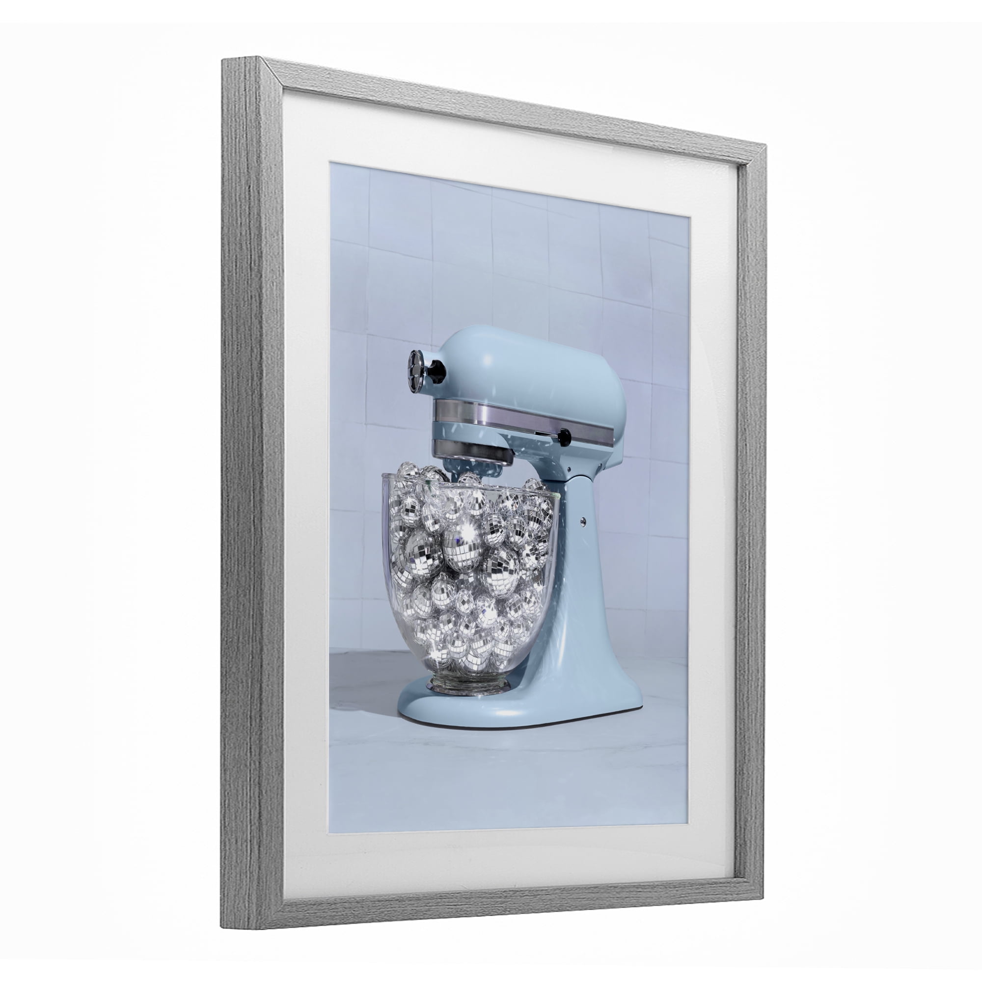 Stupell Industries Disco Kitchen Mixer over Blue Gray Framed Print Under Glass, design by LISH Creative