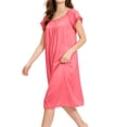 thumbnail image 5 of Puntoco Satin Nightgowns for Women Silk Nightgown Pleated Loose Night Shirts Short Sleeve Sleep Shirts, 5 of 7