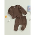 thumbnail image 3 of Bagilaanoe 2PCS Newborn Baby Girl Boy Long Pants Set  Long Sleeve Sweatshirt Pullover Tops + Drawstring Sweatpants 3M 6M 9M 12M Infant Casual Sweatsuits, 3 of 9
