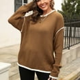 thumbnail image 4 of Giftesty Sweaters for Women Plus Size Women's Casual Fashion Color Contrast Knitted Pullover Long Sleeve Round-Neck Sweater, 4 of 8