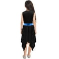 thumbnail image 2 of YEAHDOR Juniors Girls Sleeveless Asymmetrical Dance Dress Irregular Lyrical Ballet Dance Costume Blue&Black 12, 2 of 7