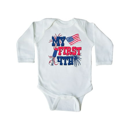 

Inktastic My First 4th with American Flag Rocket and Fireworks Gift Baby Boy or Baby Girl Long Sleeve Bodysuit