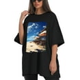thumbnail image 4 of Plus Size Shirt for Women Black Tops for Women Short Sleeves Shirt for Women Seaside (56) T Shirt Crewneck Shirt for Women XS, 4 of 5