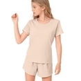 thumbnail image 6 of GiLiling Girls 2 Piece Outfits Summer Crew Neck Cap Sleeve Elastic Waist Lounge Set Sweatsuit with Pockets Casual Wear (Yellow, 11-12 Years), 6 of 9