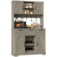 thumbnail image 2 of Homfa 72'' Kitchen Pantry Buffet Hutch, 4 Doors 3 Drawers Cupboard with Countertop & Adjustable Shelves, Farmhouse Storage Cabinet for Dining Room,Gray, 2 of 7