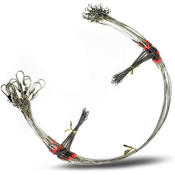 20pk Top Bottom Rig Stainless Steel Wire Trace Leader w/Snap Swivel: 2 Arms