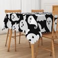thumbnail image 4 of Duangreer Black Halloween Rectangle Tablecloth, White Ghost Print, Party Decors Washable Table Cover with Waterproof Wrinkle Resistant, 60 x 120 Inch, 4 of 6