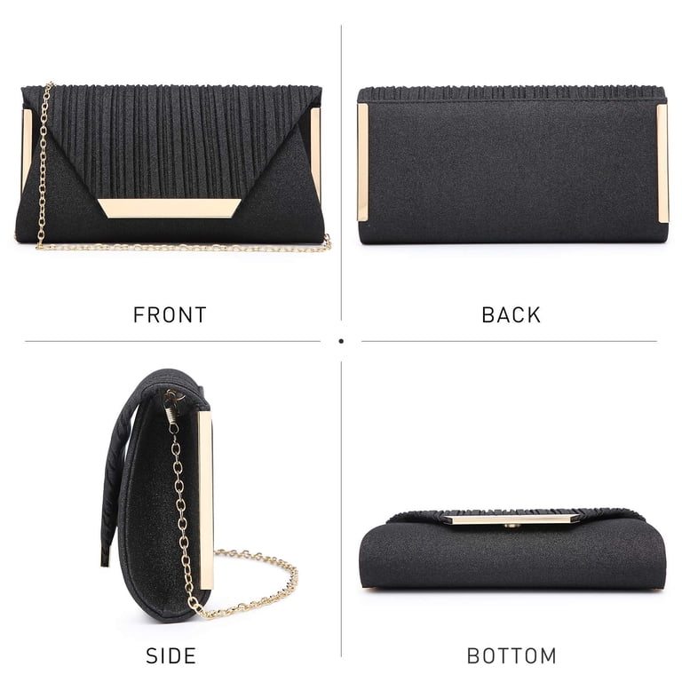 Dasein Glitter Clutch, Black Polyester Evening Bag photo 3