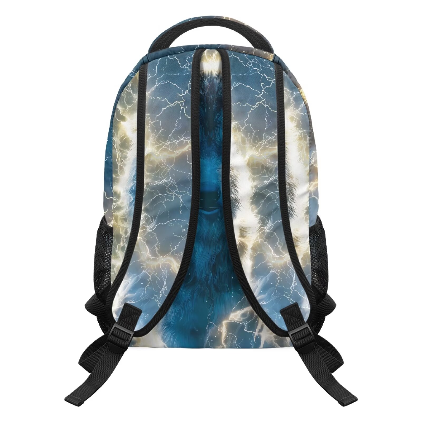 Mochila Escolar de 16 Pulgadas para Niños Resistente al Agua de Poliéster con Diseño de Lobo Genial para Primaria, Útiles Escolares 4