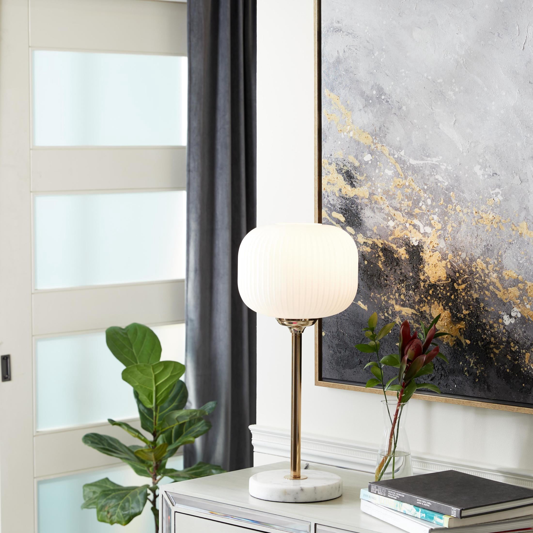 CosmoLiving by Cosmopolitan 23" White Table Lamp with White Glass Shade