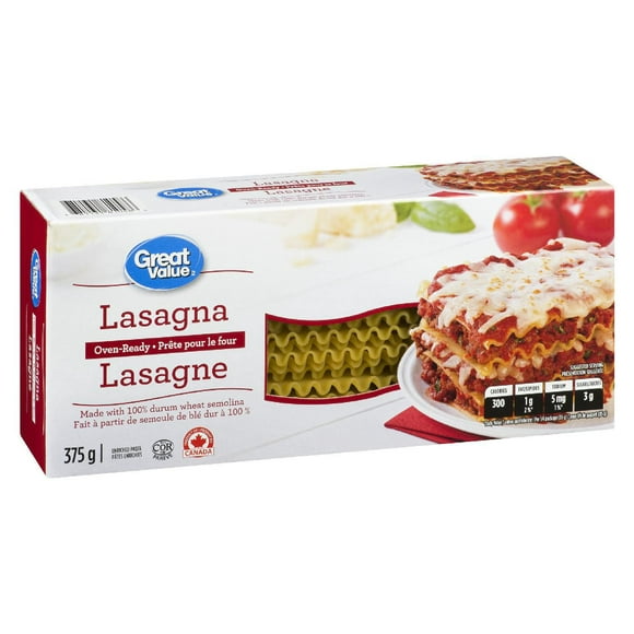Great Value Oven-Ready Lasagna Pasta, 375 g