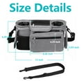 thumbnail image 4 of Universal Stroller Organizer Non Slip Straps Stroller Caddy with Insulated 2 Cup Holder-Detachable Phone Bag & Shoulder Strap,Fits for Stroller like Uppababy,Baby Jogger and Pet Stroller, Gray, 4 of 5