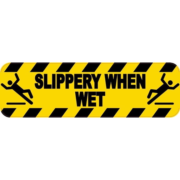 10in x 3in Symbol Slippery When Wet Sticker