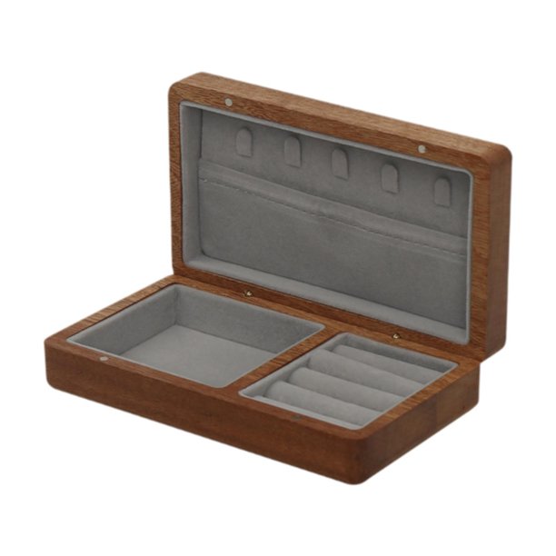 Caja organizadora de joyas, organizadora de escritorio, contenedor para joyas. Interior gris