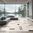 thumbnail image 2 of ODIKA 8'x10' Washable Area Rug Durable, Non-Slip Beige Black Geometric Lines and Blocks Design Contemporary Abstract with Minimalist Style for Living Room, Under Sectional, Family, 2 of 7