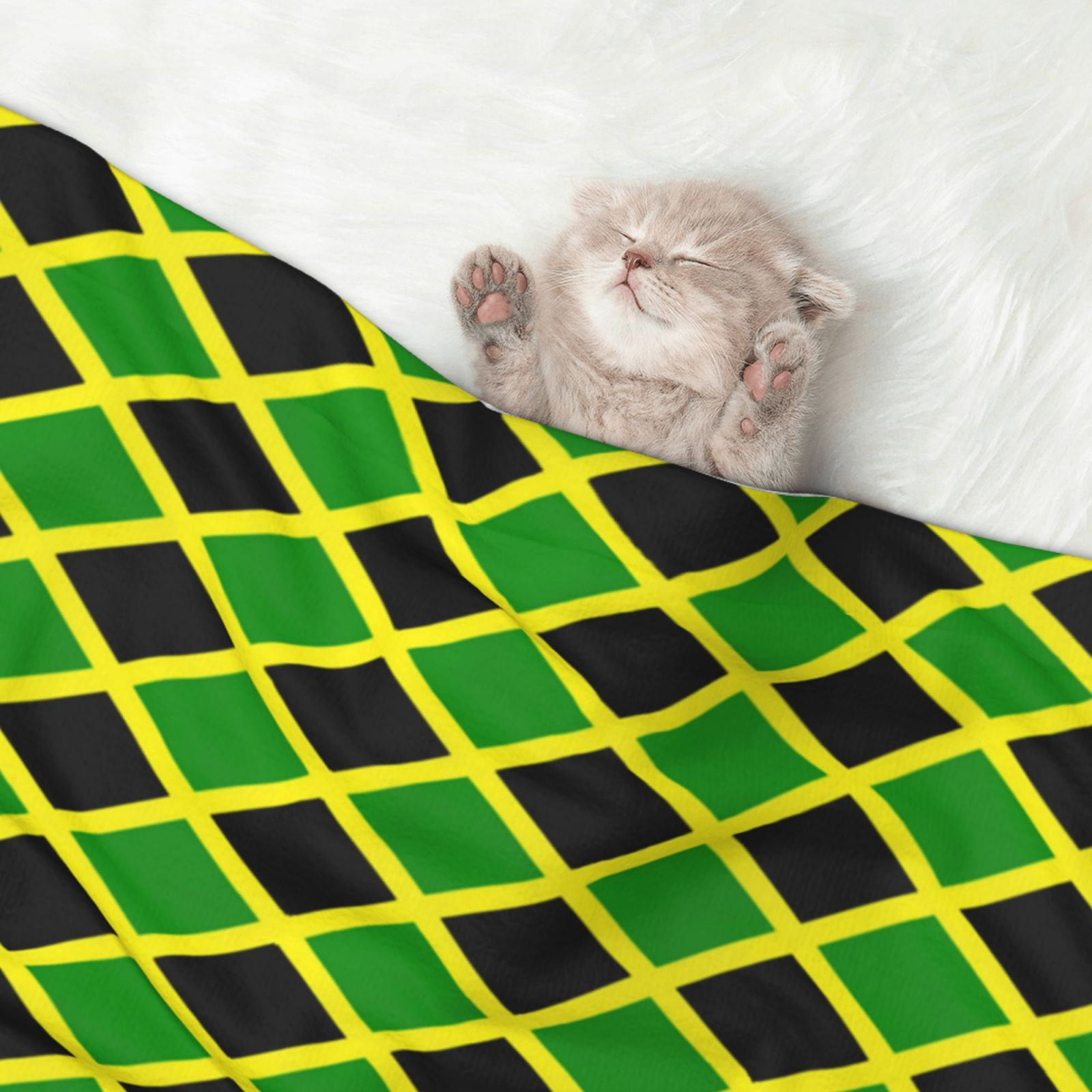 Jamaican Flag Stripe Dog Blanket Soft Warm Flannel Cat Blanket Great Pet Throw for Cats Puppy Small Medium Large Dog