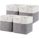 thumbnail image 1 of 12 x 12 Inch Cube Storage Bins, 6 Pack Large Collapsible Fabric Storage Bin with Ropes, Foldable Storage Cubes for Home, Office,Closet, Clothes, Toys Organizer (White & Beige),White&Grey-13"x13"x13", 1 of 2