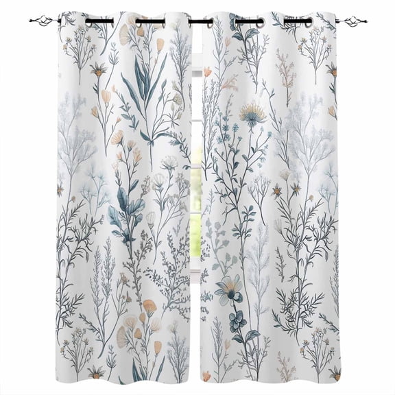 Spring Floral Blackout Curtains 84 Inches Long, Vintage Botanical Watercolor Thermal Insulated Black Out Curtains, Darkening Window Curtain Drapes for Bedroom Living Room 52"x84" 2 Panels