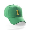 thumbnail image 1 of Classic Baseball Hat Custom A to Z Initial Team Letter, Green Cap White Gold Letter I, 1 of 5