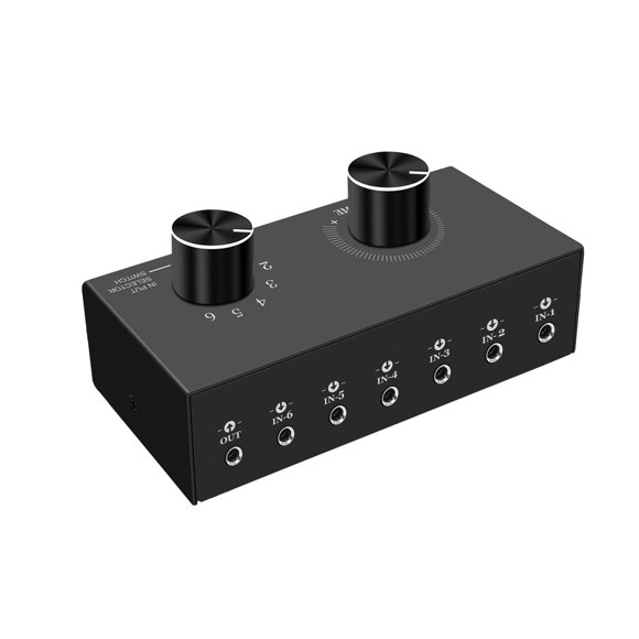 Conmutador de audio Dingsun, 6 vías, 3,5 mm, estéreo, salida 6 en 1