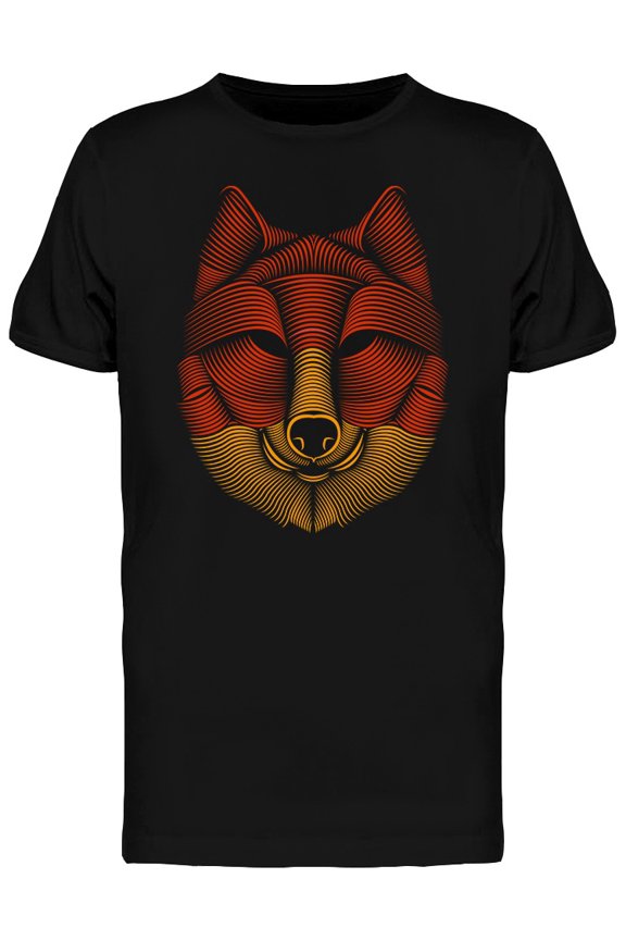 Line Art  Wolf Head Graphic T-Shirt Men -Image by Shutterstock, Male Large