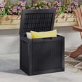 thumbnail image 2 of DEXTRUS 31.2 Gallon Outdoor Resin Deck Box with Side Handles, Weatherproof & Lockable Patio Furniture Storage, Black, 2 of 8