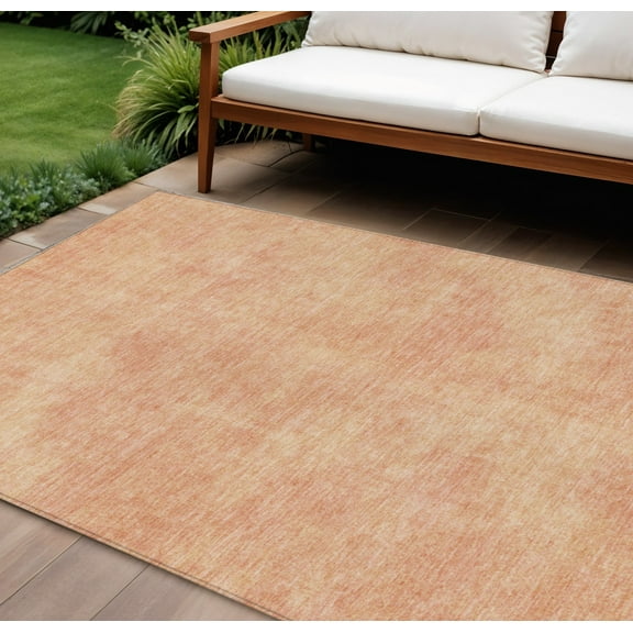 8' X 10' Peach Washable Indoor Outdoor Area Rug