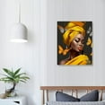 thumbnail image 3 of JRXY  African Canvas Wall Art Arican American Woman with Yellow Hair Colorful Butterfly Canvas Art Wall Decor Yellow Grey Decor for Living Room Bedroom Bathroom Home Decor Ready to  12x16 in, 3 of 4