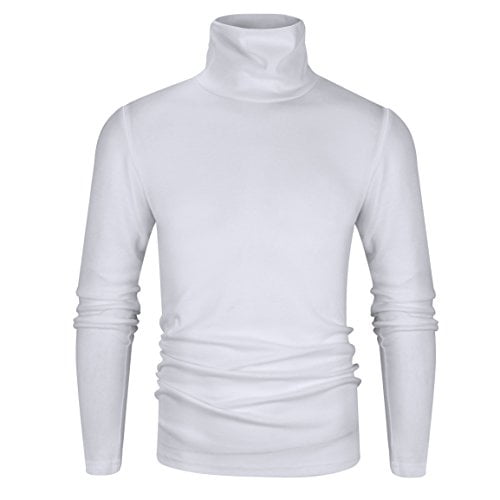 Derminpro T-Shirt Thermique à Col Roulé Manches Longues pour Hommes Blanc TTG