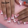 thumbnail image 1 of Fofosbeauty Press on Nails Tips, 24pcs Artificail Nails Tips Design, Duckbill French Flower Inlaid Diamond, 1 of 6