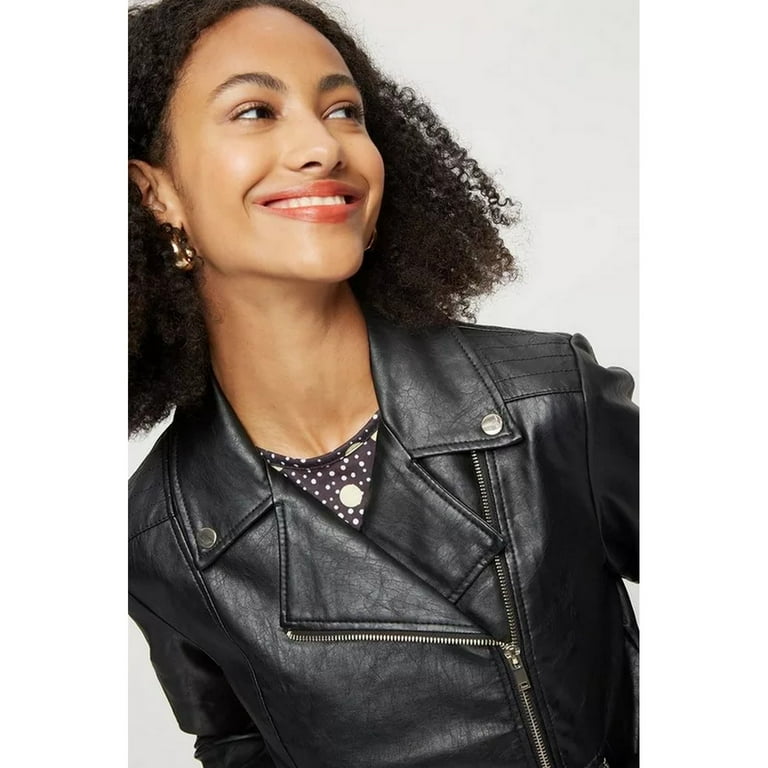 Dorothy Perkins Womens Faux Leather Tall Biker Jacket Walmart