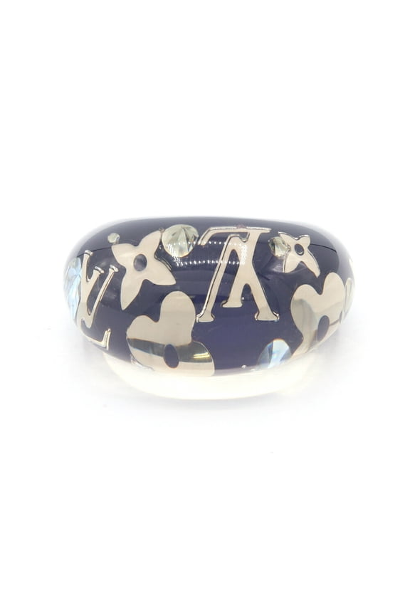 Pre-Owned Louis Vuitton Bague Inclusion Ring, Navy Resin, Size M, LV, Women's LOUIS VUITTON
