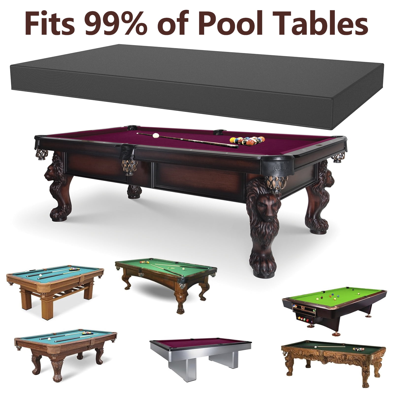 Hvxrjkn Pool Table Cover Waterproof Billiard Table Cover 7FT /8FT Tearproof Pool Table Protector Heavy-Duty 210D Oxford Cloth Snooker Table Dust Cover Machine Washable Billiard Table Protector