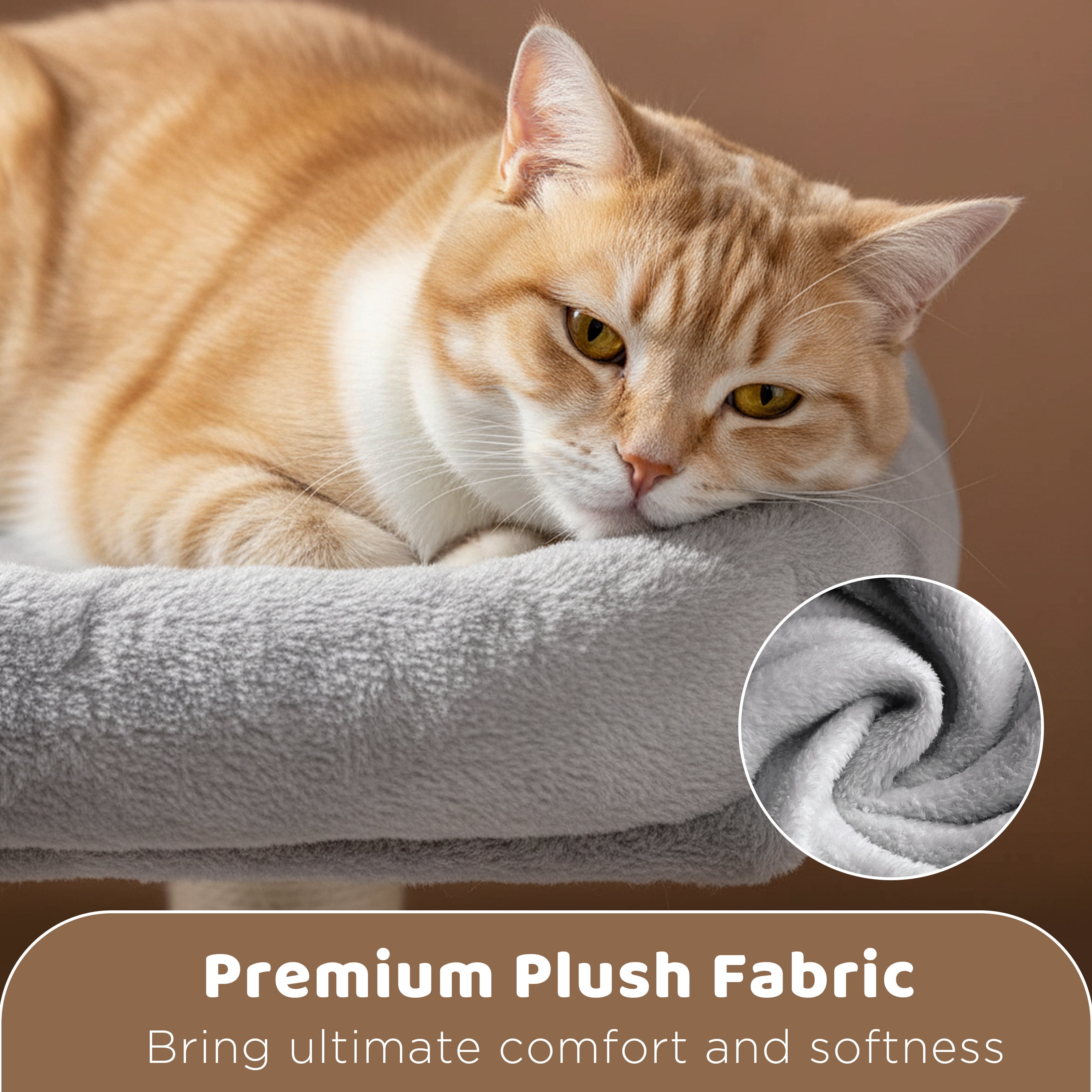 Alden Design Multilevel Cat Tree Basket Condo Scratching Posts, Light Gray