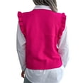 thumbnail image 6 of Liacowi Women Juniors Sweater Vest Autumn Winter Casual Pullovers Outwear Ruffles Sleeveless Slim Knitwear Tops, 6 of 7
