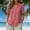 Red, variant on Ayfxijin Women's V-Neck Button Striped Print Shirt, Short Sleeve Linen Cotton Plus Size Blouse