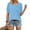 Light Blue, variant on Womens Spring Summer T-Shirts Fashion Short Sleeve Tops Round Neck Loose Solid Shirts Fashion Pleated Sleeve Blouses Pullover