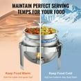 thumbnail image 6 of VEVOR 2 Pack Roll Top Chafing Dish Buffet Set, 6 Qt Stainless Steel Chafer with 2 Full Size Pans, Round Catering Warmer Server w/ Lid Water Pan Stand Fuel Holder for Party, 6 of 10