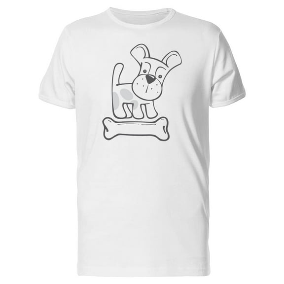 Cute Puppy With Bone B&w Tee Men's -Image by Shutterstock