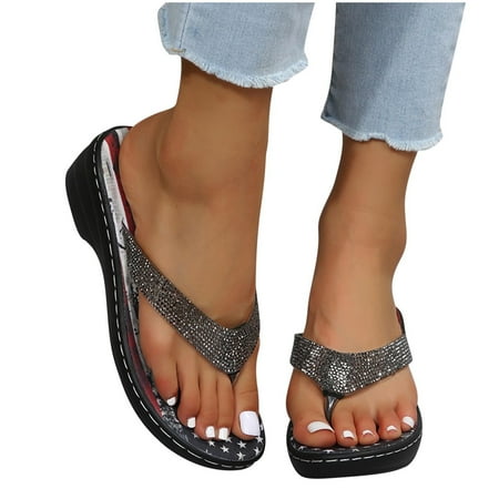 

Summer Ladies Shoes Wedge Heel Retro Flip Flops Casual Women s Sandals Slippers