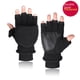 thumbnail image 4 of Guantes de invierno para hombre y mujer con forro polar de doble capa, cálidos, engrosados, antideslizantes, con dedo abierto, medio dedo, forro polar para exteriores, pantalla táctil, 4 of 5