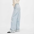 thumbnail image 4 of SNKSDGM Women's Plus Womens Sweatpants Long Length Tall Pants for Women Trendy Women's Fashionable Retro High Waist Straight Leg Casual Wide Leg Loose Washed Design Jeans, 4 of 6