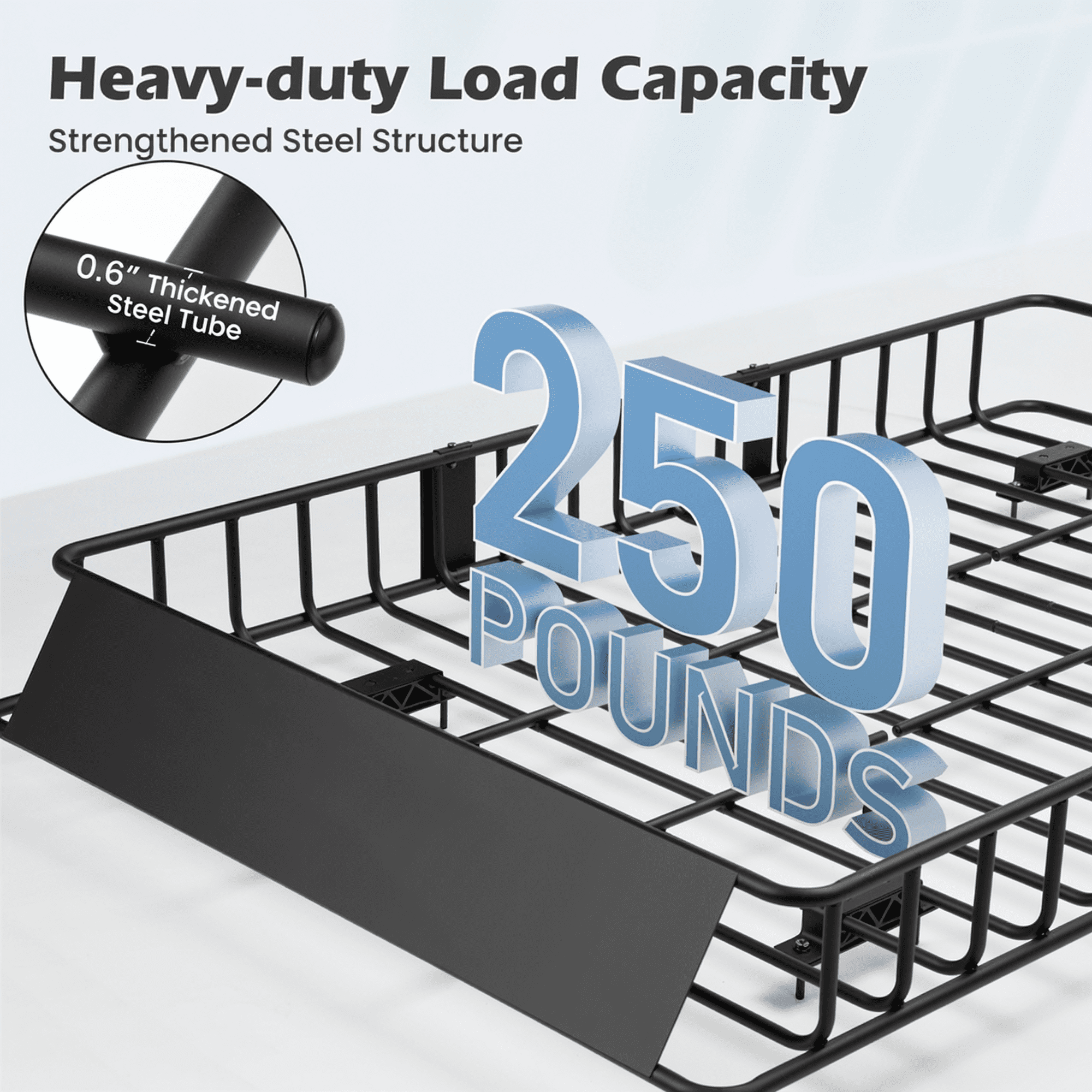 Naipo Roof Rack Cargo Basket,250 lb,64"x39"x6"Roof Luggage Holder Rack with Extension 4 U-Bolts for SUV/MPV,Camping