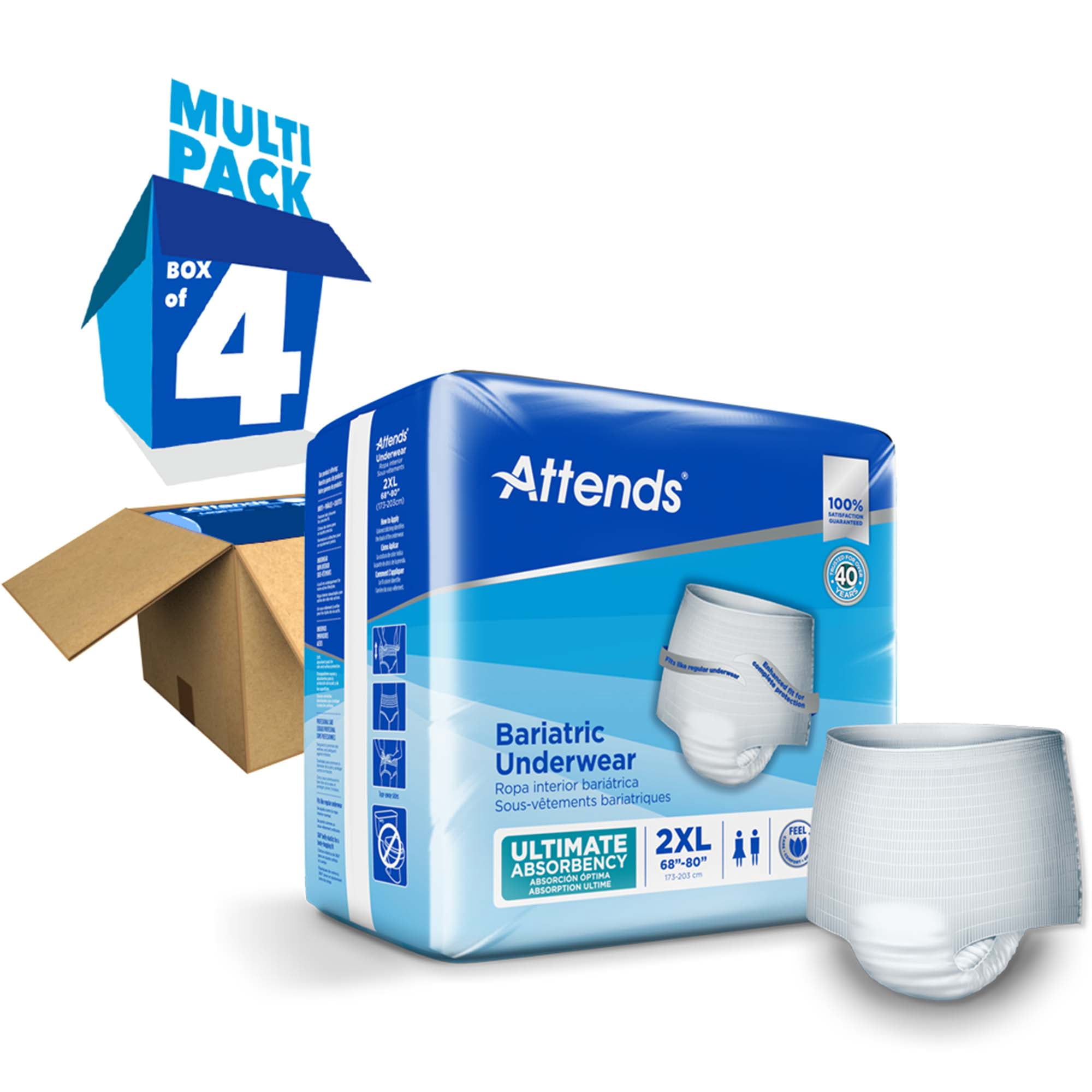 Attends 2XL Adult Fit Bariatric Underwear, Ultimate Absorbency