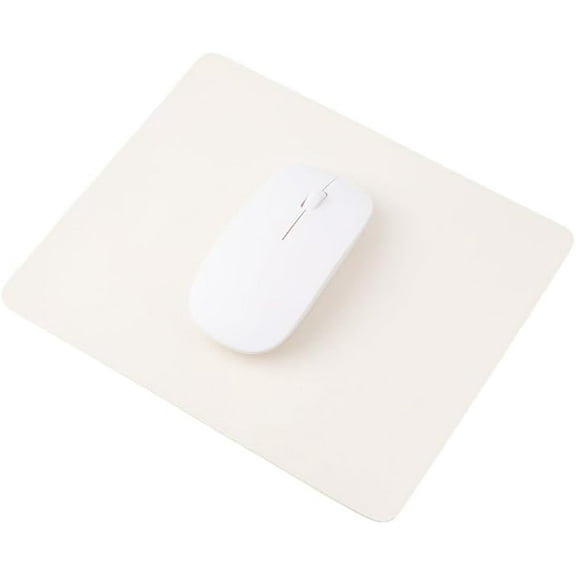 1Pc Minimalist Mouse Pad White Imitation Leather Non-Slip Base Rectangular Mouse Mat 190x230x2mm for Home Office School Travel