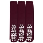 Personal Touch Top of the Line Mid-Calf Hospital Slipper Socks, for Adults and Designed for medical hospital patients,(Pack of 3 Maroon)