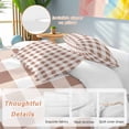 thumbnail image 3 of Brown Checkered Bedding 3 Piece Duvet Cover Set Queen Size, Farmhouse Buffalo Plaid Soft Microfiber Comforter Cover with Zipper Closure & Pillowcases, Wrinkle & FadeResistant Quilt Cover, 3 of 9
