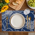 thumbnail image 4 of Blue Flowers Placemats Set of 8, Spring Floral Botanical Modern Art Placemats for Dining Table, Place Mats for Kitchen Tabletop, Waterproof Wipeable Dining Table Mats Set, 4 of 9