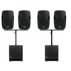 Rockville DJ Package w/(4) 10" Active Speakers+Mounts+(2) 12" Powered Subwoofers