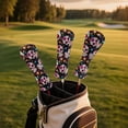 thumbnail image 2 of Uorisanigo Sugar Skull Golf Club Head Covers for Fairway Woods, Drivers and Hybrid, - 3-Pack Golf Club Headcovers for Men & Women- Premium PU Leather, Double Elastic Band, 2 of 7